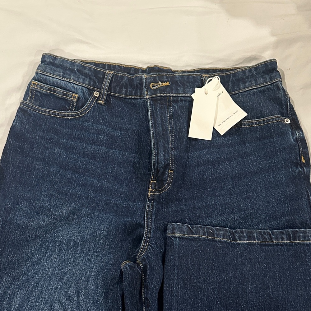 Free Assembly Women’s Dark Blue Denim Jeans - barrel Jean